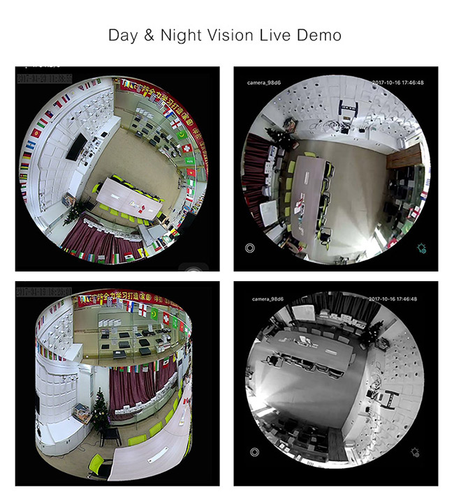 HD Fisheye 360パノラマ式のVrのカメラWIFIの対面音声200Wの高性能センサー